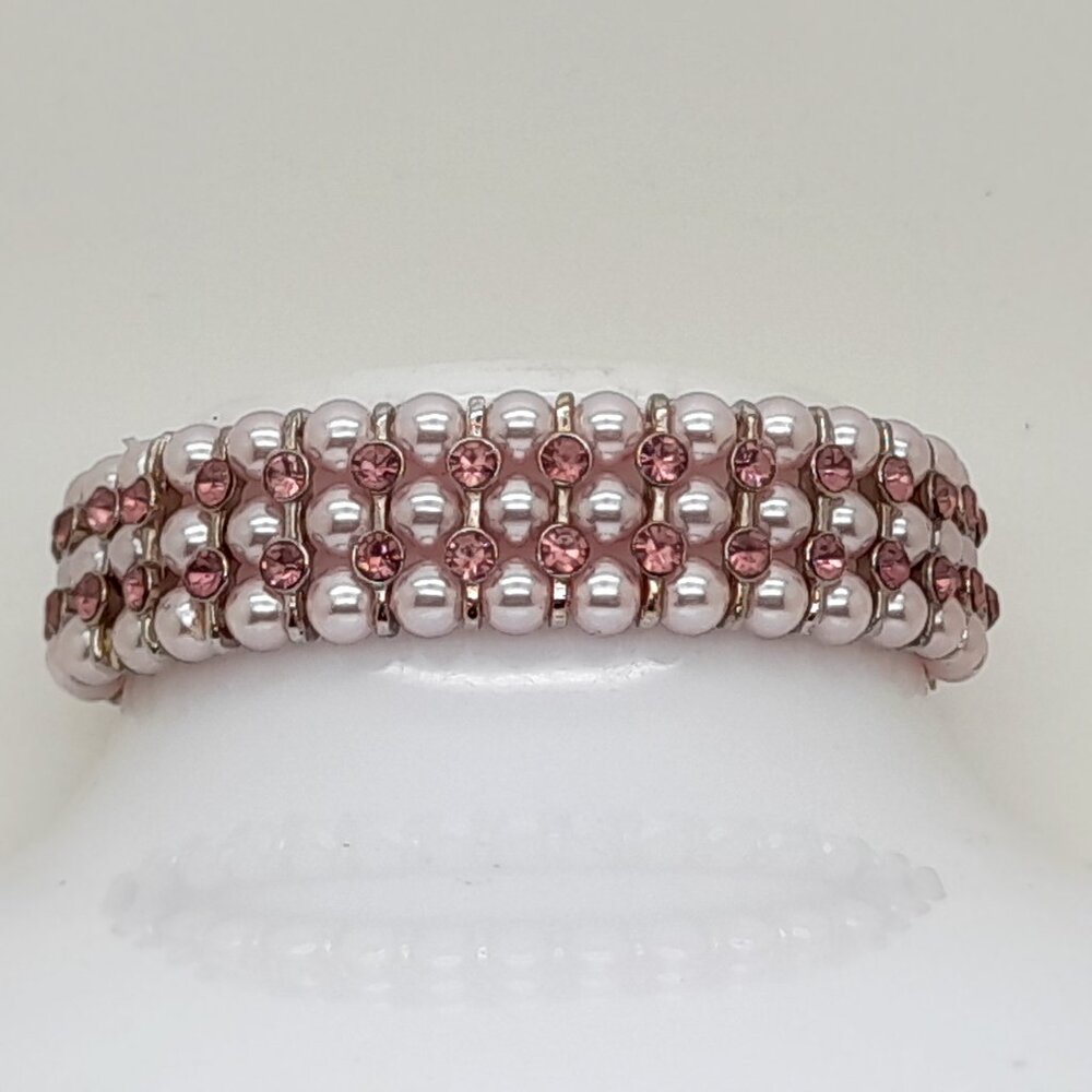 Gorgeous 6mm purple Glass pearl Multi-Strand with ab Stretch fashion Bracelets